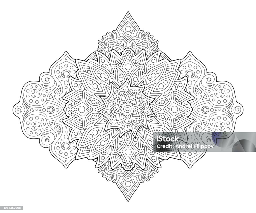 Coloring book page with beautiful abstract pattern Beautiful coloring book page with abstract monochrome pattern Abstract stock vector