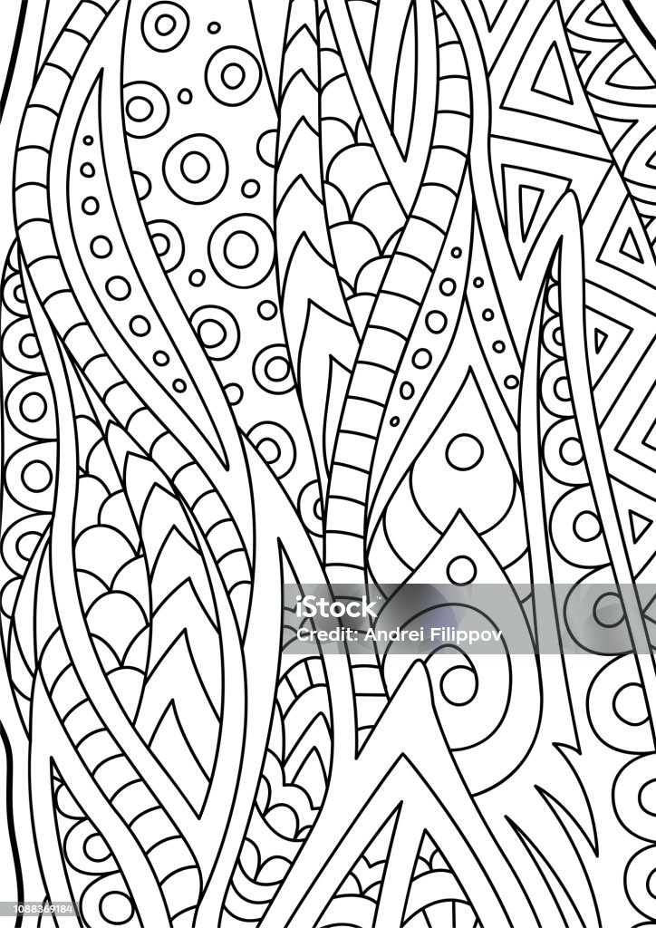 Abstract black and white coloring book art Abstract black and white art for coloring book pages Pattern stock vector