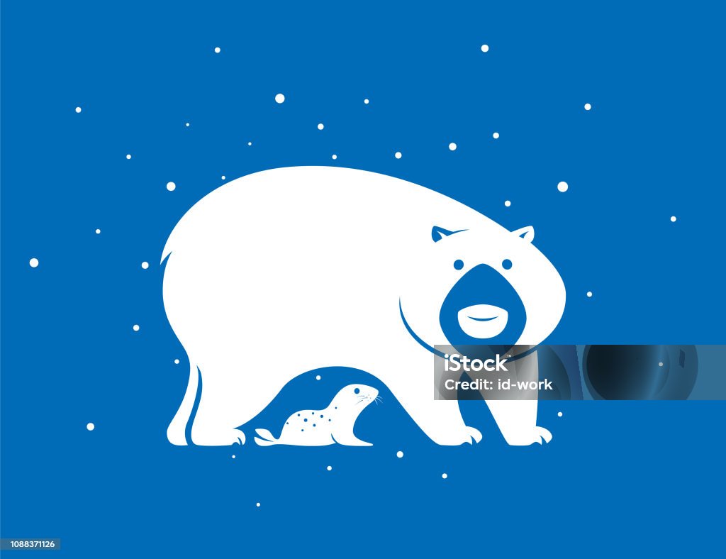 polar bear and seal vector illustration of polar bear and seal Aggression stock vector