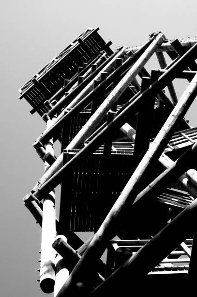 istock Close up view on observation tower construction elements, wooden tower in forest 1088371148