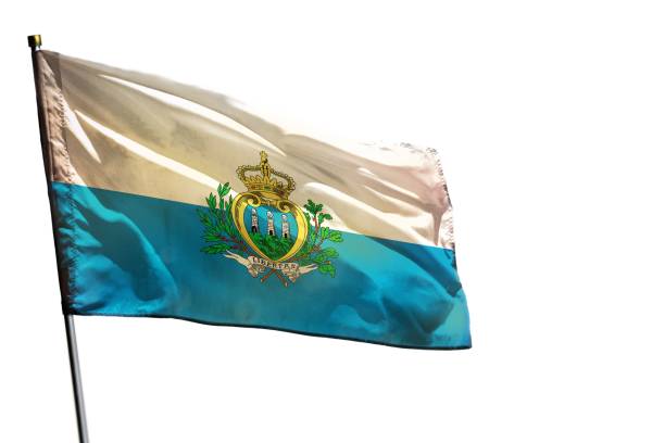 istock Fluttering San Marino flag on clear white background isolated. 1088371446