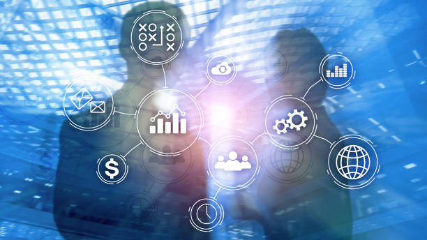 istock Business process automation concept on blurred background. 1088375110