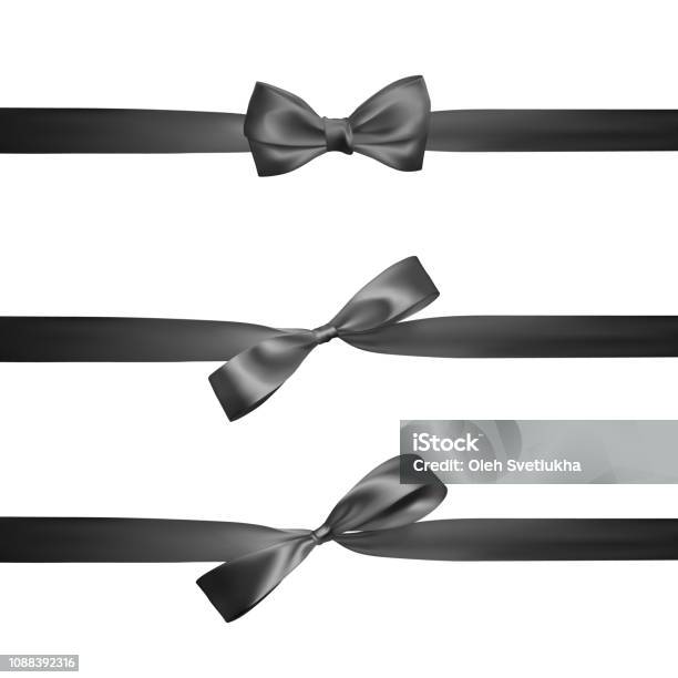 Decorative Black Bow with Ribbon Stock Vector - Illustration of