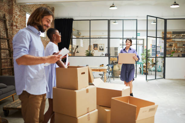 istock Business relocation unboxing on a new office. 1088399568
