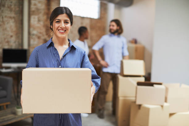 istock Business relocation unboxing on a new office. 1088399594