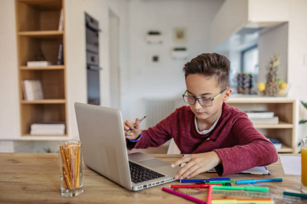 istock Boy doing his homework on a laptop 1088412826