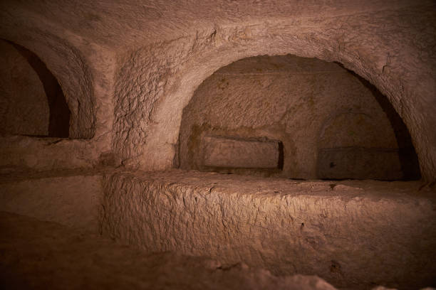 Inside the St. Pauls Catacombs at Rabat, Malta stock photo