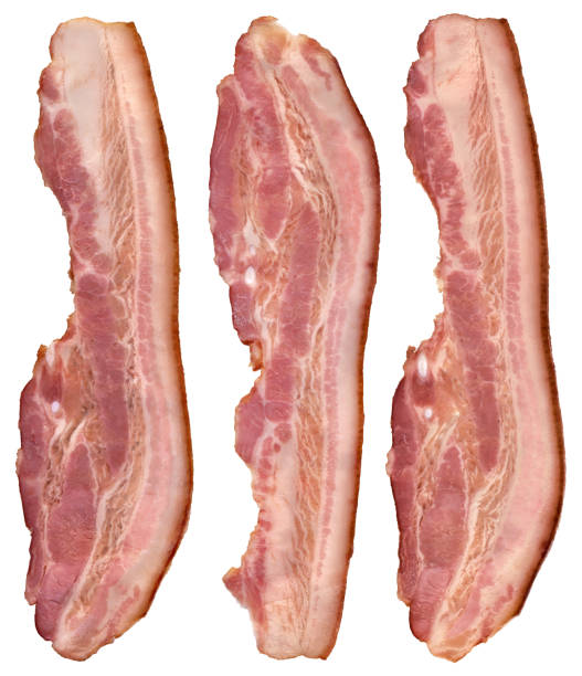 istock Three Pork Belly Bacon Rashers Isolated On White Background 1088415214