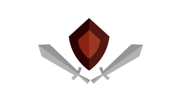 Vector illustration of Far east shield and crossed swords