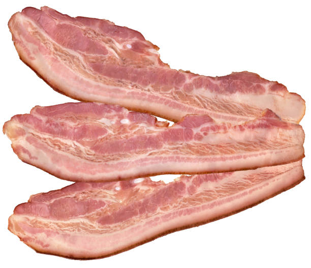 istock Three Pork Belly Bacon Rashers Isolated On White Background 1088415918