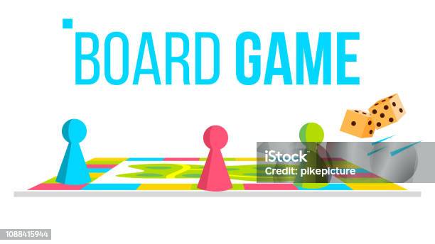 Board Game Vector Field Space Logical Table Game For Kids Isolated Flat Cartoon Illustration Stock Illustration - Download Image Now