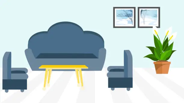 Vector illustration of Home Decor with sofa set