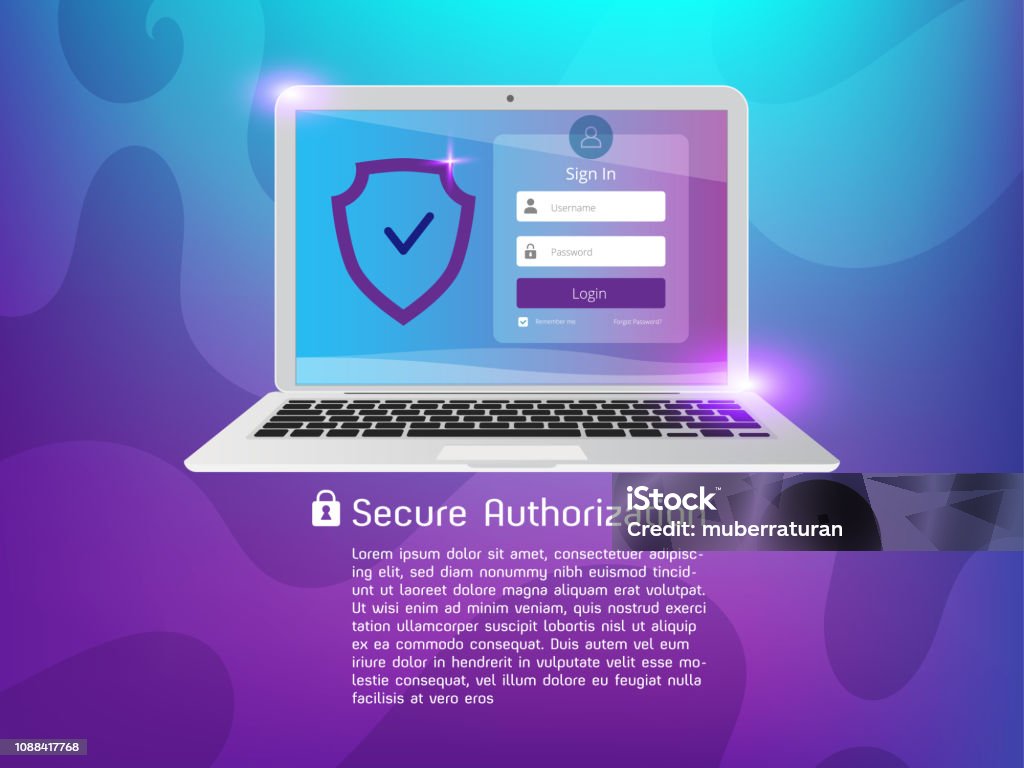 Computer Authorization Background Secure Authorization Stock Illustration - Download Image Now - Blue ...