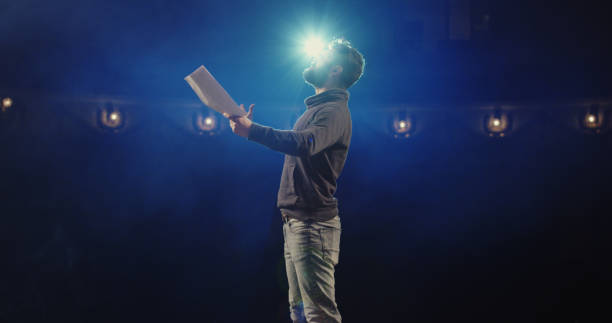 istock Actor performing a monologue in a theater 1088421792