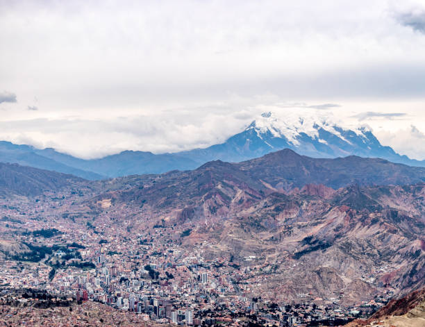 La Paz and mountains stock photo