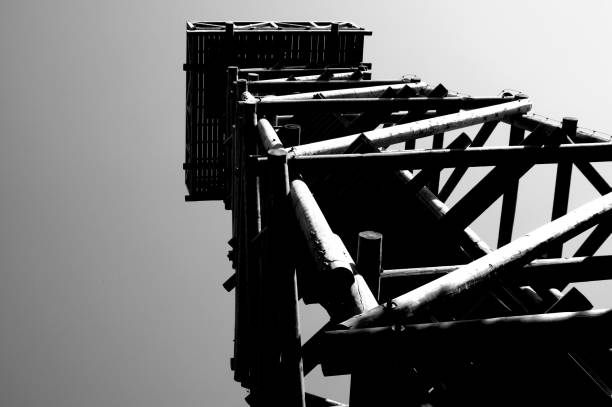 istock Close up view on observation tower construction elements, wooden tower in forest 1088431042