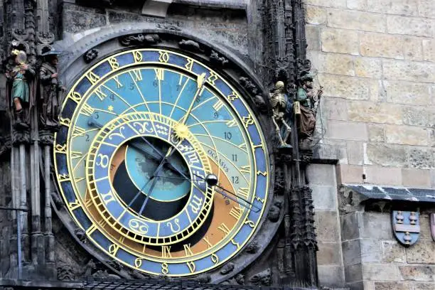 Prague is a really awesome little city.We saw the astronomical clock in the middle of Old Town square that tells three types of time our time, hours since sunset and hours since sunrise which is also Babylonian. It was very impressive and very beautiful. Each statue surrounding it means something to, for instance, the two statues on the right side of the picture a skeleton and a Turkish man represented a fear of Turks as they were associated with death.