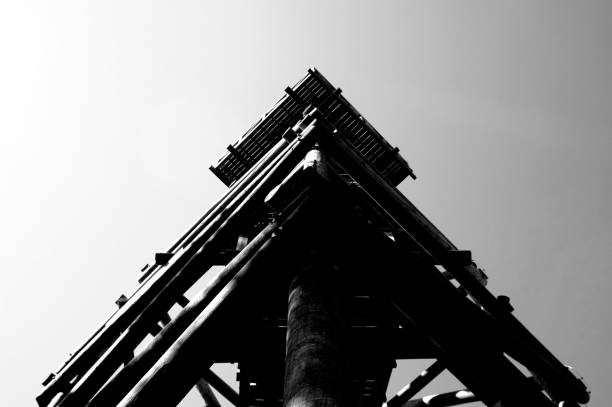 istock Close up view on observation tower construction elements, wooden tower in forest 1088435148