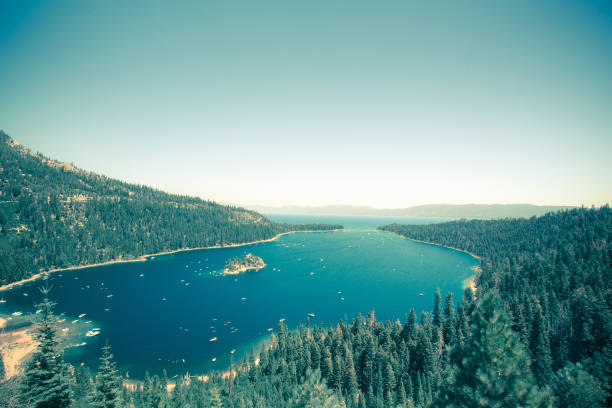 Emerald Bay Lake Tahoe California with a vintage tone effect