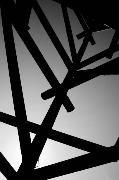 istock Close up view on observation tower construction elements, wooden tower in forest 1088442900
