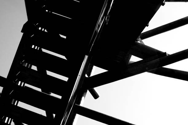 istock Close up view on observation tower construction elements, wooden tower in forest 1088442958