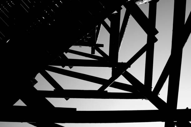 istock Close up view on observation tower construction elements, wooden tower in forest 1088445848