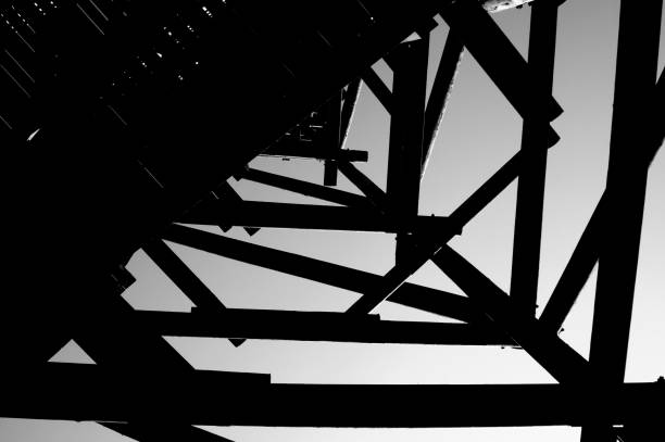 istock Close up view on observation tower construction elements, wooden tower in forest 1088446846