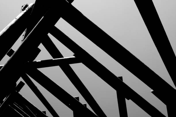 istock Close up view on observation tower construction elements, wooden tower in forest 1088447946