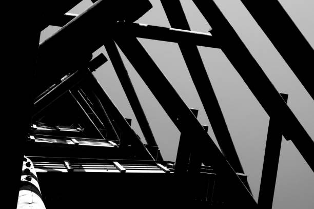 istock Close up view on observation tower construction elements, wooden tower in forest 1088448190