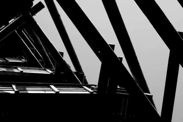 istock Close up view on observation tower construction elements, wooden tower in forest 1088448554