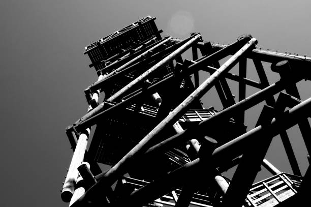 istock Close up view on observation tower construction elements, wooden tower in forest 1088448714