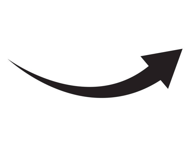 ilustrações, clipart, desenhos animados e ícones de ícone de seta preta sobre fundo branco. estilo simples. ícone de seta para seu projeto de web site, logotipo, app, interface do usuário. seta indica o símbolo de direção. sinal de seta curvada. - curve