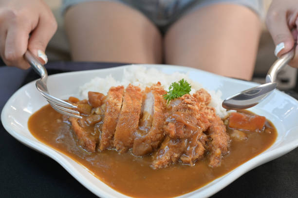 Curry and rice with fried Pork Japanese food.