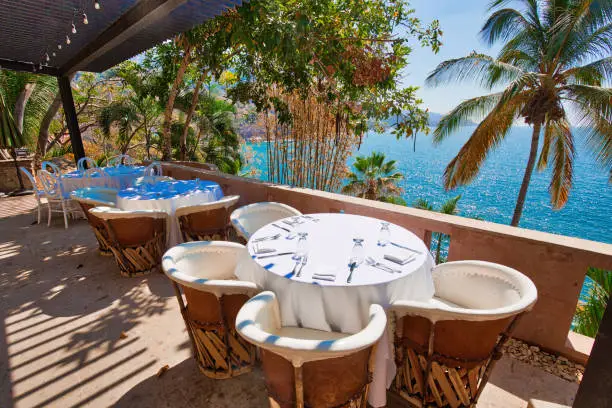 Photo of Puerto Vallarta, romantic upscale restaurant overlooking scenic ocean landscapes near Bay of Banderas