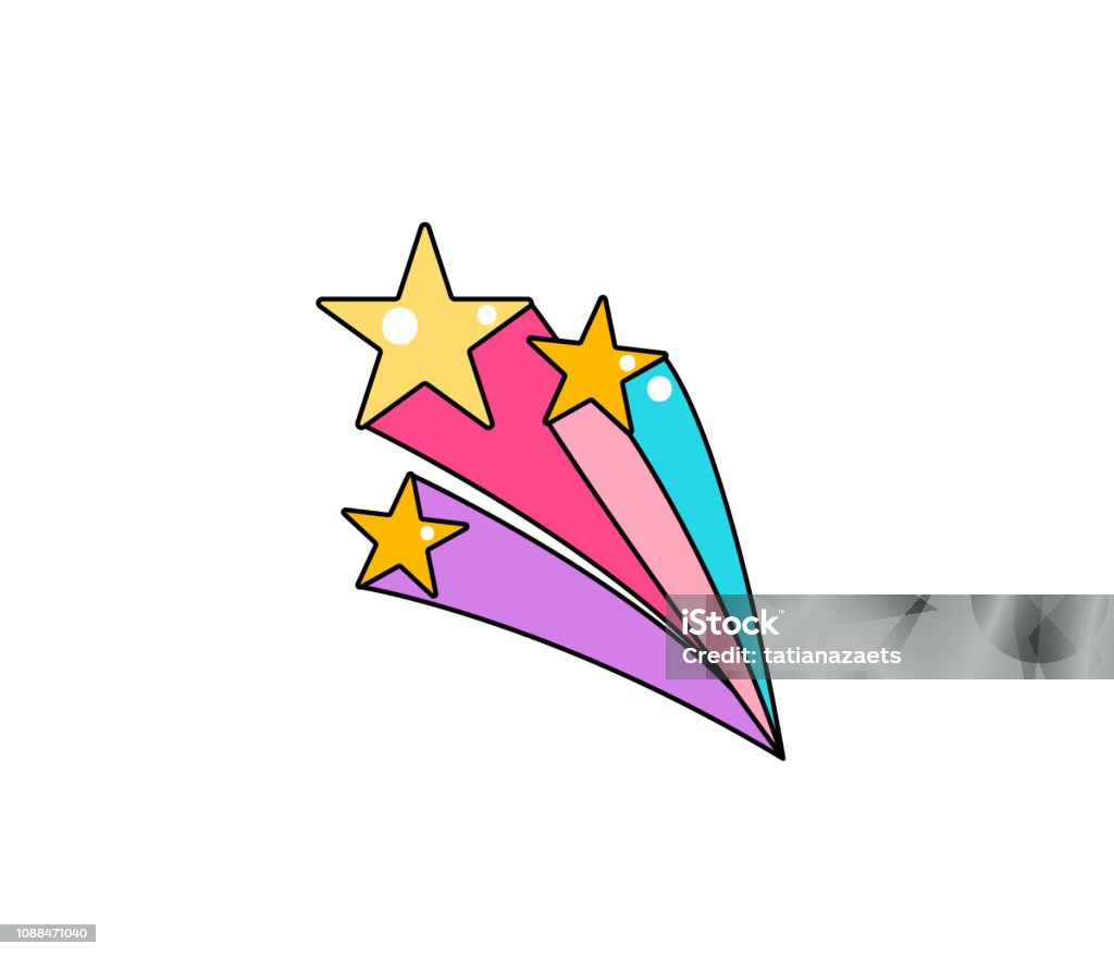 Falling star with tail vector background. Cool comic patch illustration Falling star with tail vector background. Cool comic patch illustration. Meteor stock vector