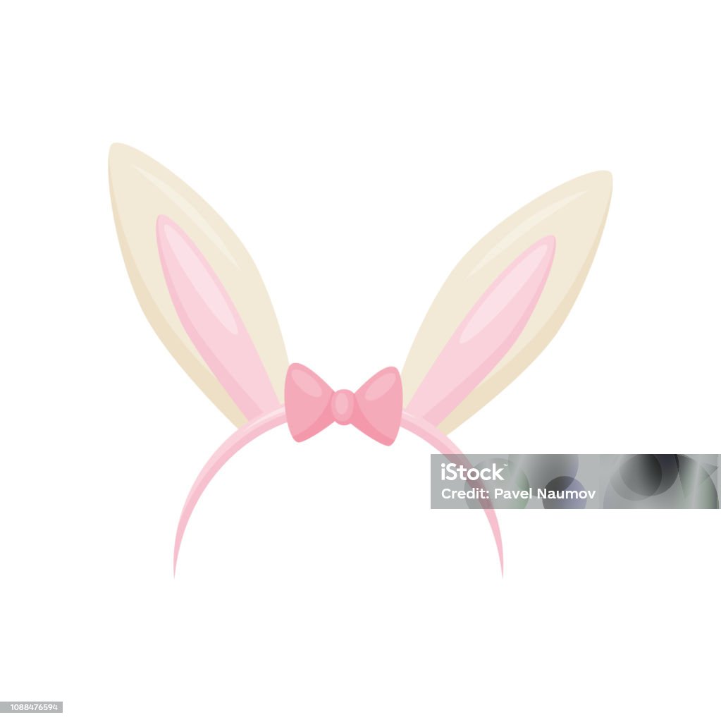 Biểu Tượng Vector Phẳng Của Vòng Tóc Với Tai Thỏ Dễ Thương Và Nơ ...