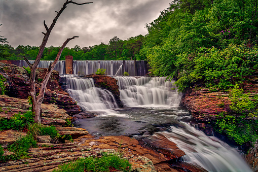 The A.A. Miller Dam was one of the first hydroelectric damns built in Alabama. The dam is located just above the first section of DeSoto Falls. DeSoto Falls is located on Lookout Mountain near beautiful Mentone, Alabama.