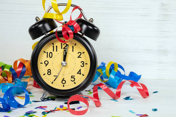 istock New Years Eve retro clock and ribbon 1088516010