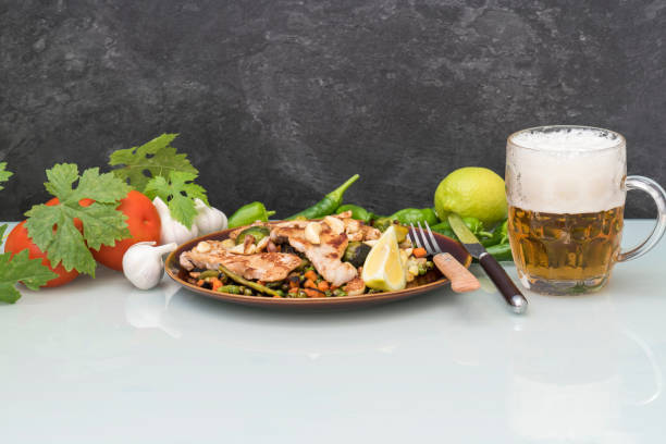 Grilled meat and beer