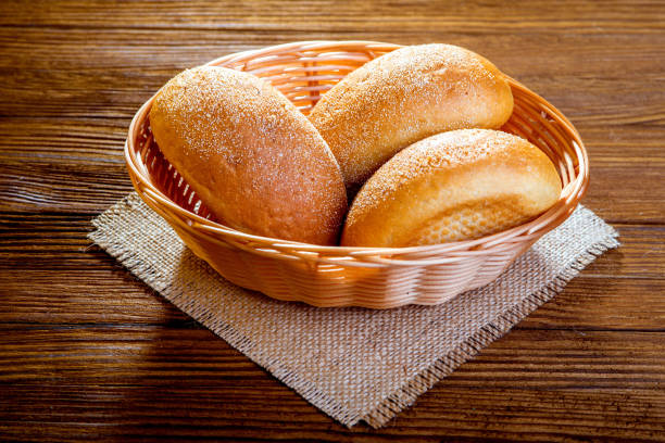 istock White bread lies in a straw basket on a white background 1088529374