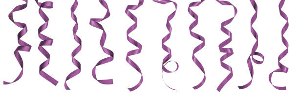 istock Purple satin ribbon lavender bow scroll set isolated on white background with clipping path for holiday and wedding card design decoration 1088537720