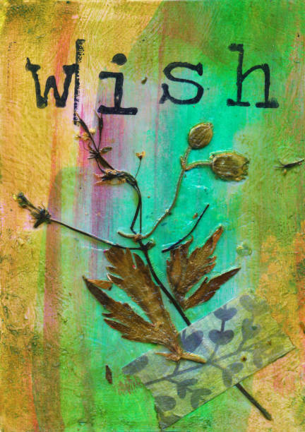 istock Handmade wish collage with colorful background and plant 1088547962