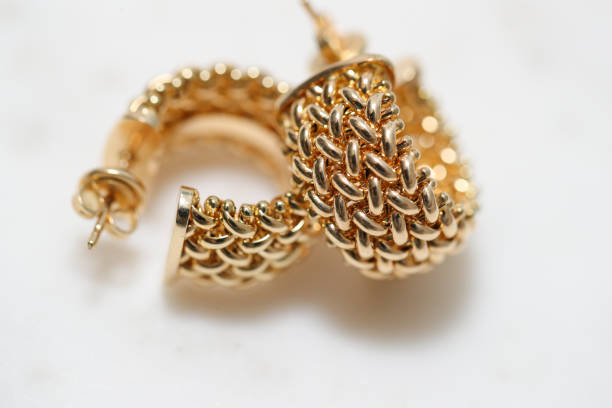 yellow gold hoop earrings - Image