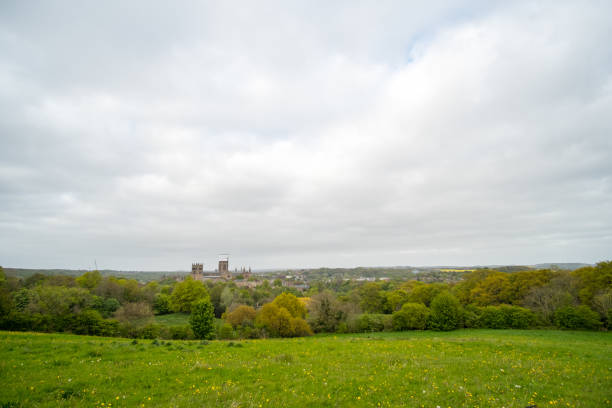 istock Aerial view of Durham with Durham Cathedral, England. 1088602216
