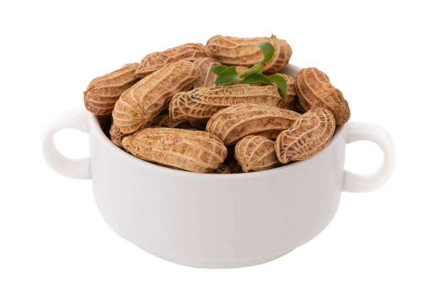 istock Dry peanuts in white bowl on isolated white background 1088606470