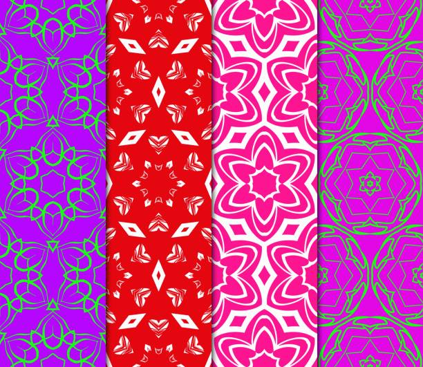 istock Set Of 4 Geometric Pattern, Floral Lace Geometric Ornament. Ethnic Ornament. Vector Illustration. For Greeting Cards, Invitations, Cover Book, Fabric, Scrapbooks 1088610908