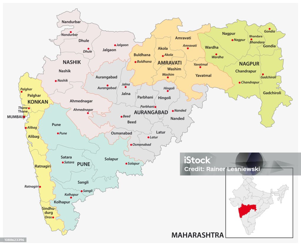 Bản Đồ Hành Chính Và Chính Trị Của Bang Maharashtra Ấn Độ Hình minh họa Sẵn có - Tải xuống Hình ảnh Ngay bây giờ - iStock