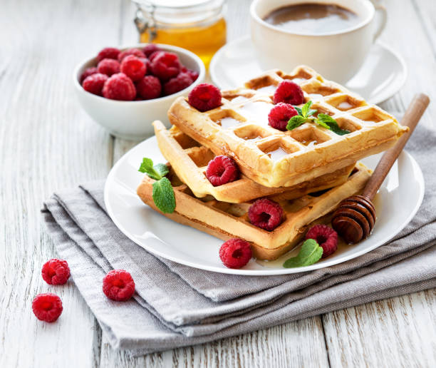 istock Homemade waffles with berries 1088625090