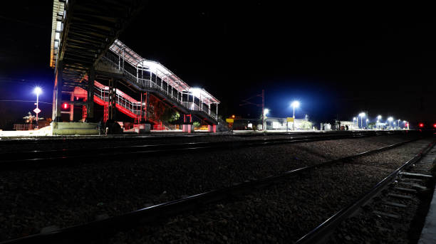 istock Railroad station at night 1088625658