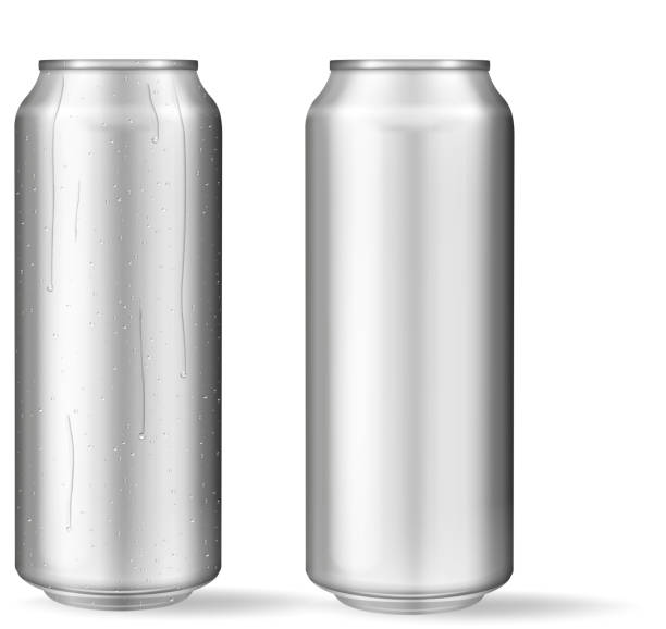 istock Realistic aluminum can with water drops. Metallic cans for beer, soda, lemonade, juice, energy drink. Vector mockup, blank with copy space. 1088630402